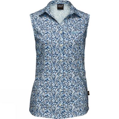 Camisa Jack Wolfskin Sonora Millefleur Sleeveless Mujer - Azules - Chile VMH541790